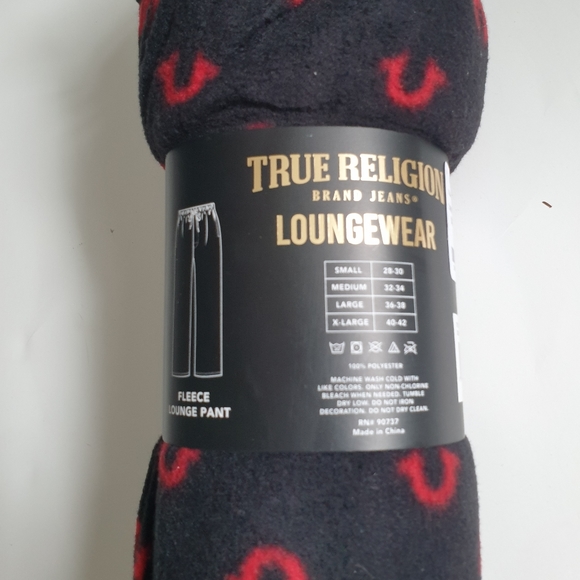 TRUE RELIGION men's fleece pajama pants monogram Logo lougewear - Picture 3 of 4